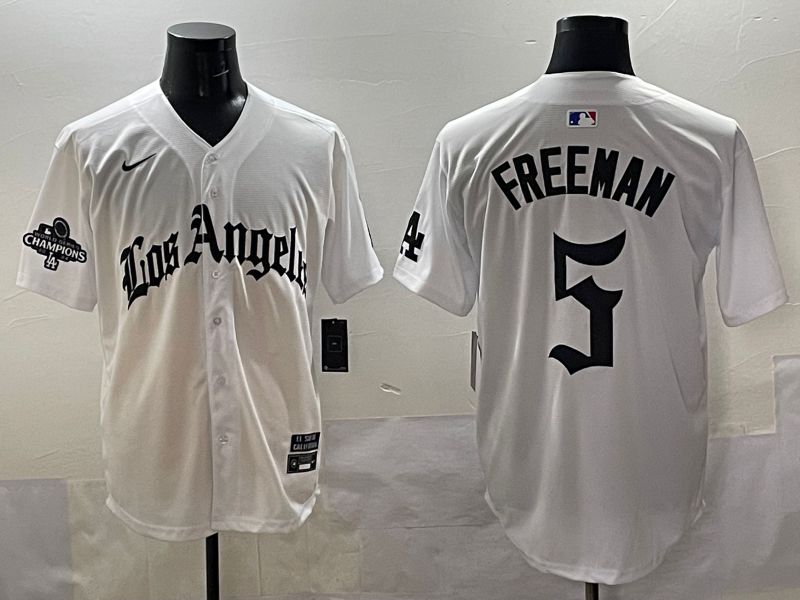 Men 2025 Los Angeles Dodgers #5 Freeman White Five generations Joint Name Nike MLB Jersey style 5181->los angeles dodgers->MLB Jersey